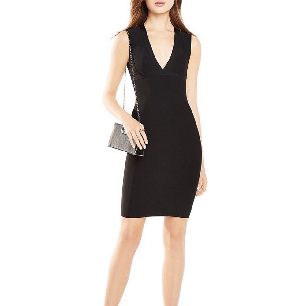 NEW BCBGMAXAZRIA Oralie Cutout Back Dress Black Bandage Style Mini Medium
